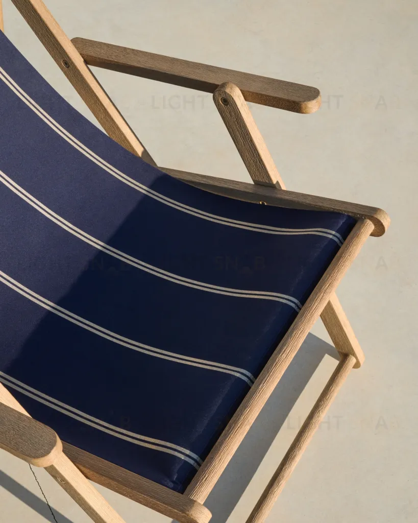 Vilara Складной шезлонг для улицы в полоску синего и бежевого цвета 262379