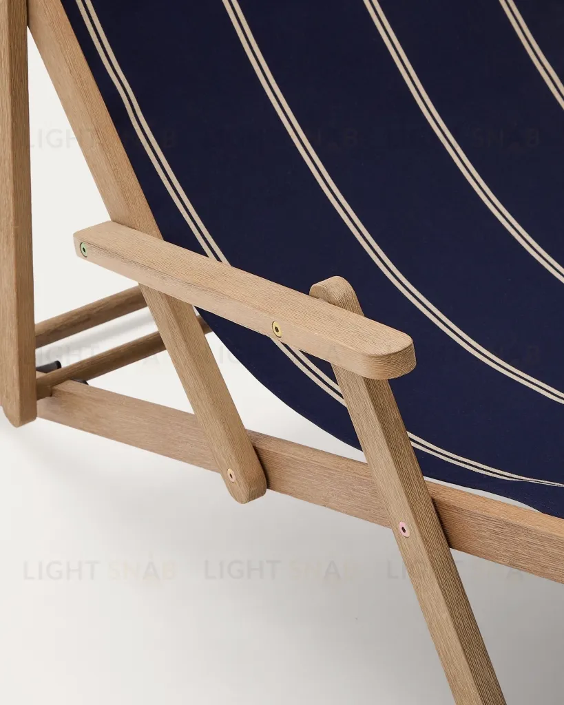 Vilara Складной шезлонг для улицы в полоску синего и бежевого цвета 262379