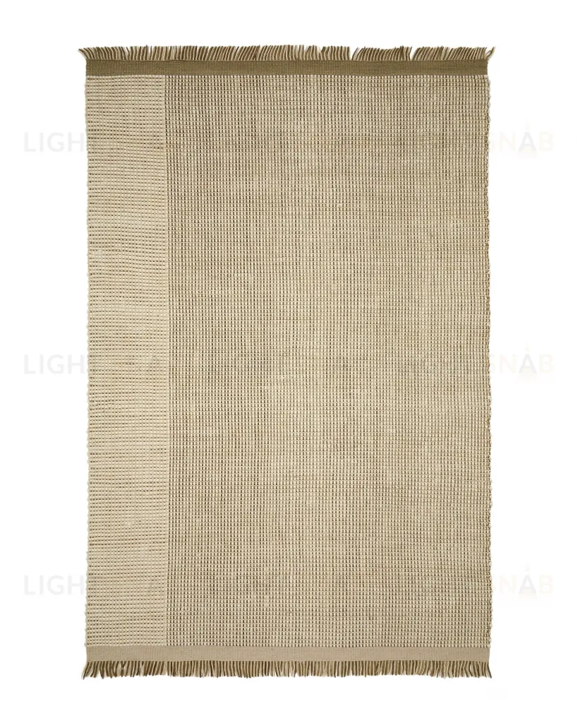 Ковер из шерсти Blart бежевого цвета с контрастной полосой по бокам 160 x 230 см 254163
