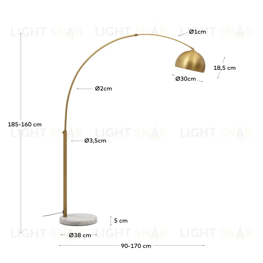 Madali Металлический торшер с латунной отделкой и основой из белого мрамора 178152