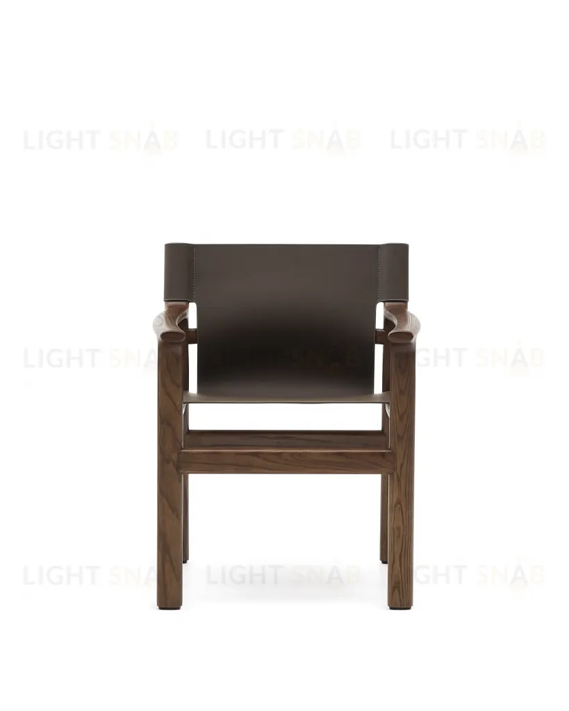 Стул Jan из переработанной кожи темно-коричневого цвета и ясеня в ореховом цвете 301328