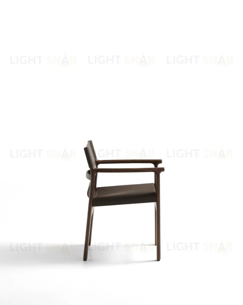 Стул Jan из переработанной кожи темно-коричневого цвета и ясеня в ореховом цвете 301328