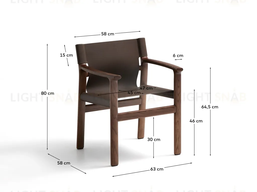 Стул Jan из переработанной кожи темно-коричневого цвета и ясеня в ореховом цвете 301328