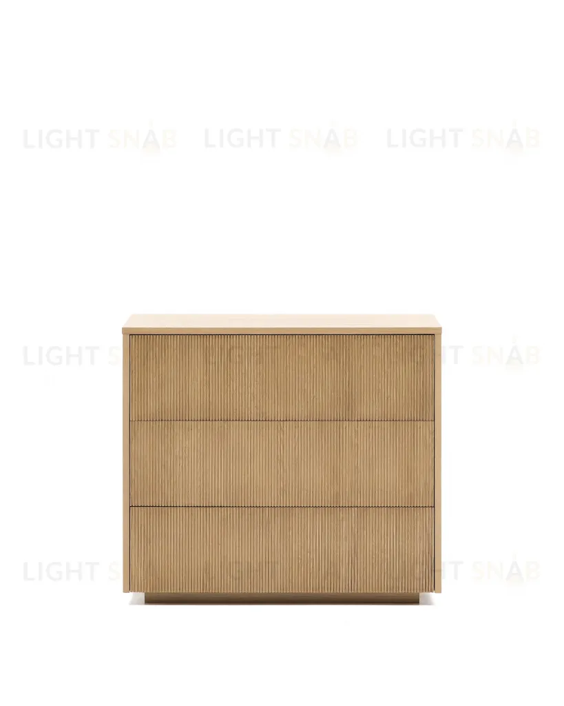 Комод Helvine с 3 ящиками из дубового шпона и закаленного стекла, 86 x 79 209203