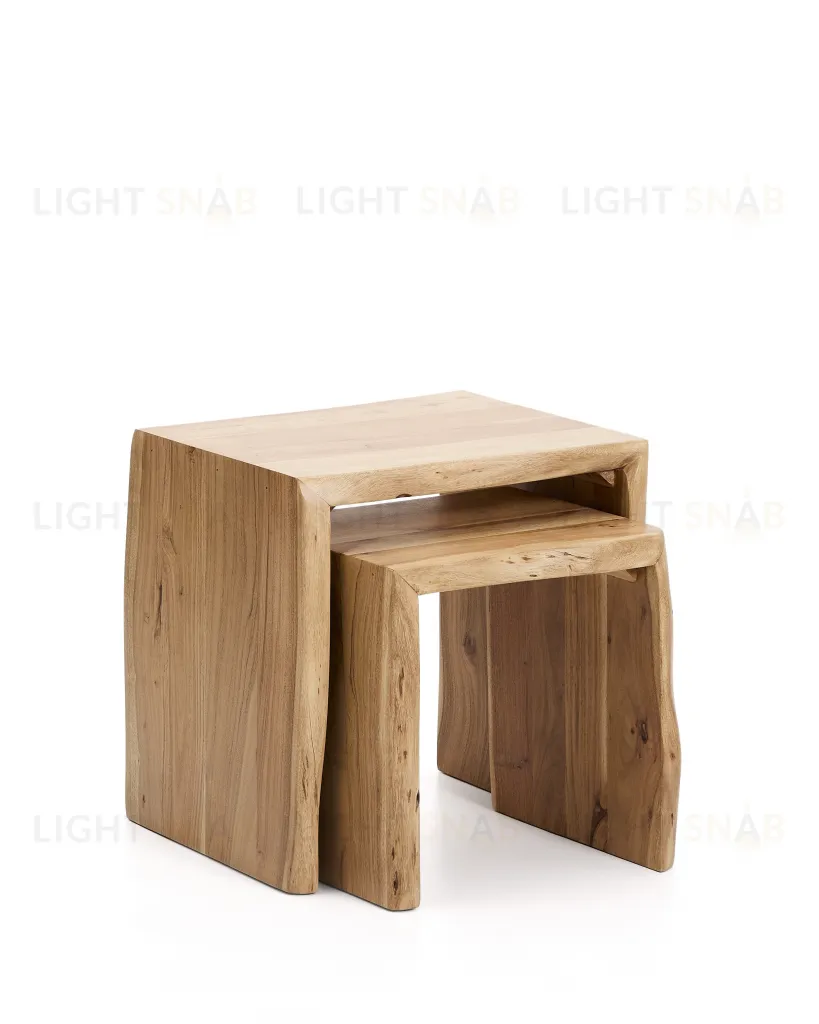 Комплект из 2-х столиков Lomiri из массива акации с выбеленной отделкой 50 x 42 см/34 x 42  419813
