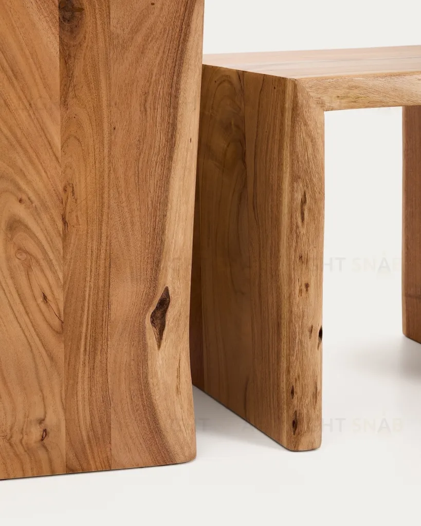 Комплект из 2-х столиков Lomiri из массива акации с выбеленной отделкой 50 x 42 см/34 x 42  419813