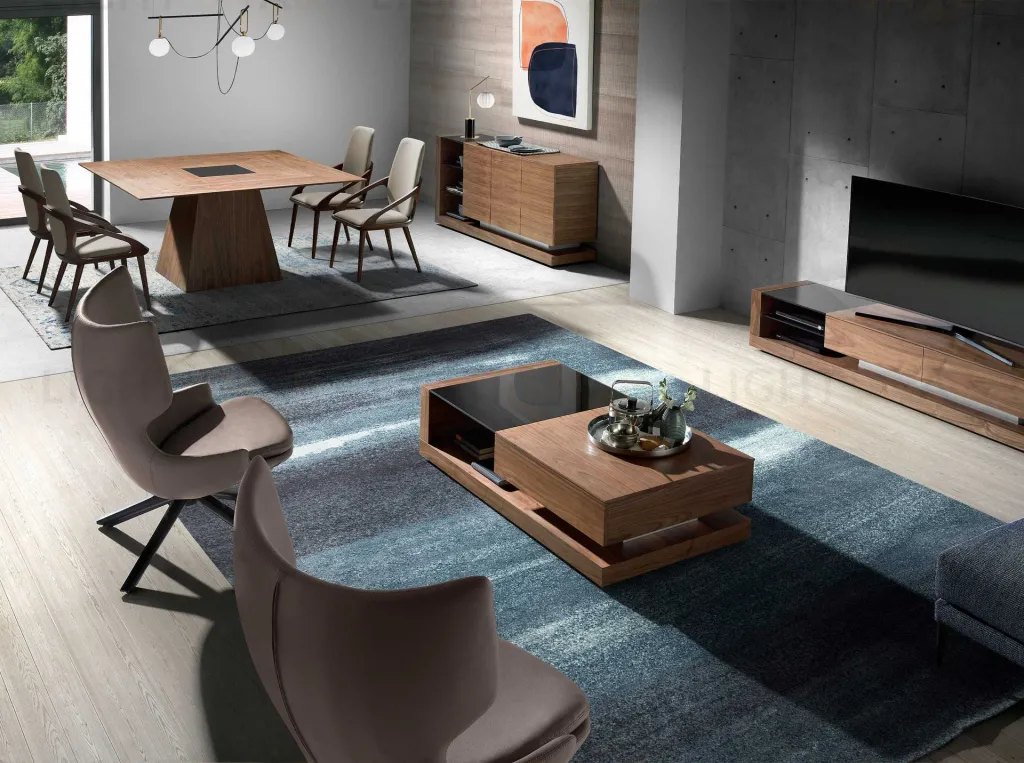 Журнальный столик из ореха с черным стеклом MH1317A /2061 098825