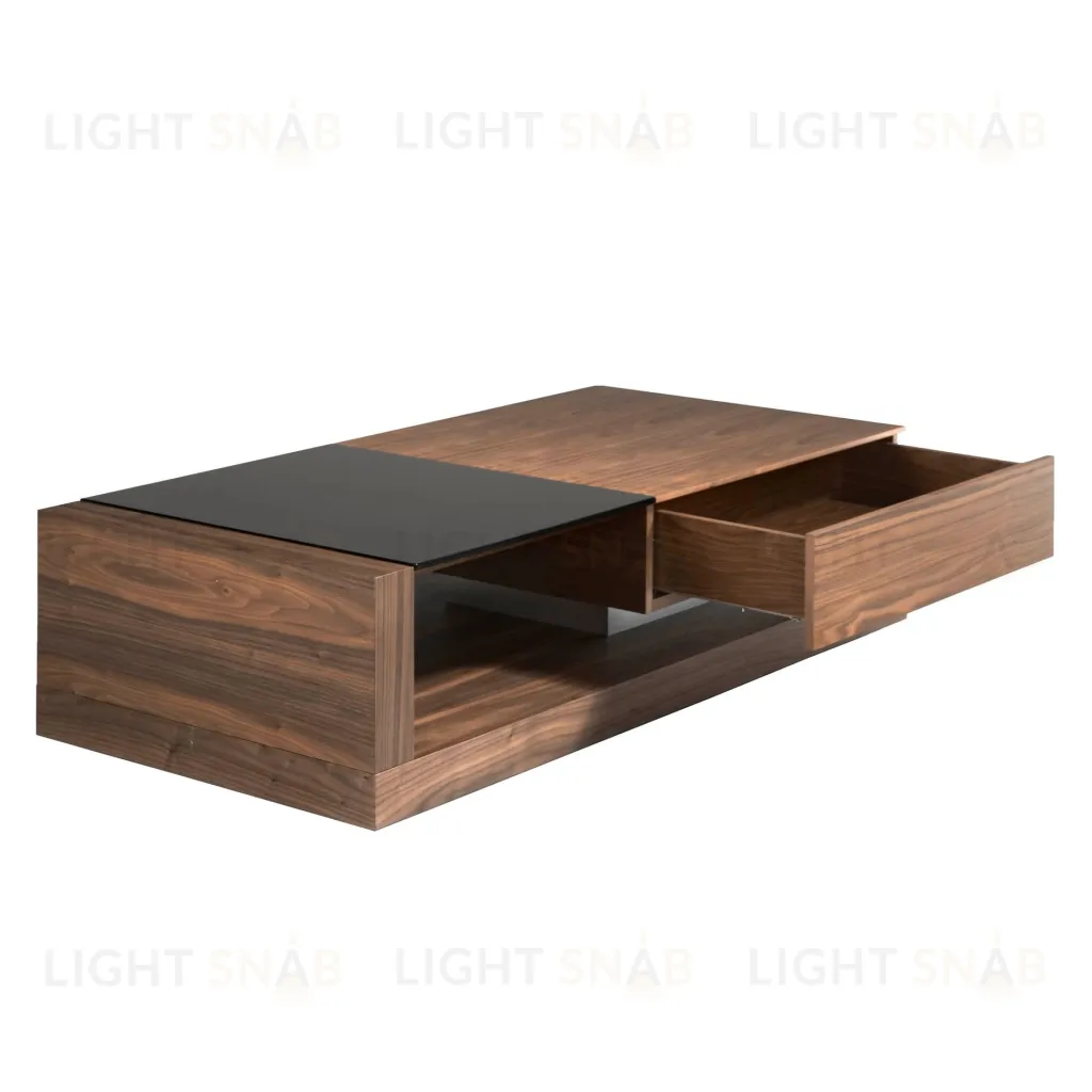 Журнальный столик из ореха с черным стеклом MH1317A /2061 098825