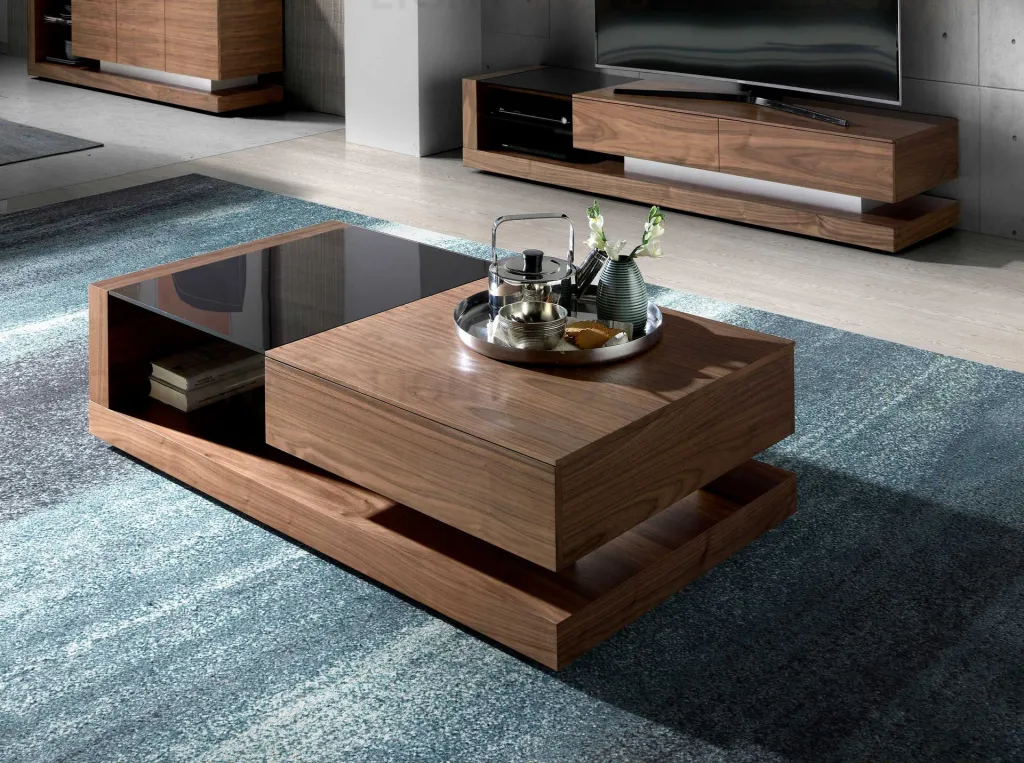 Журнальный столик из ореха с черным стеклом MH1317A /2061 098825