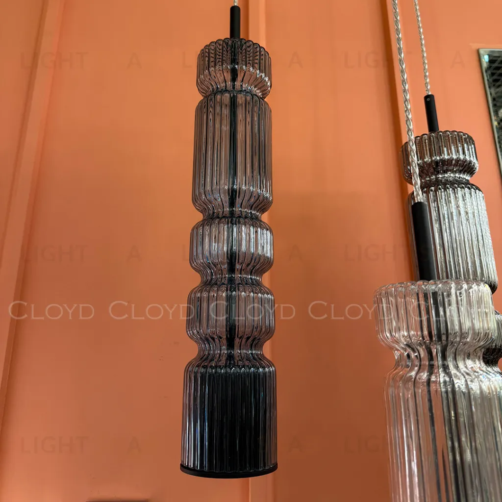  Подвесной светильник Cloyd HOW P1 / выс. 39 см - черный - синее стекло (арт.11604)  11604