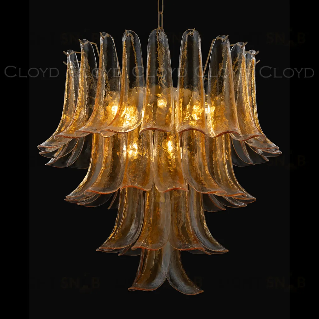  Люстра Cloyd AZORES-C C10 / Ø65 см - латунь светл. - янтарное стекло (арт.11653)  11653