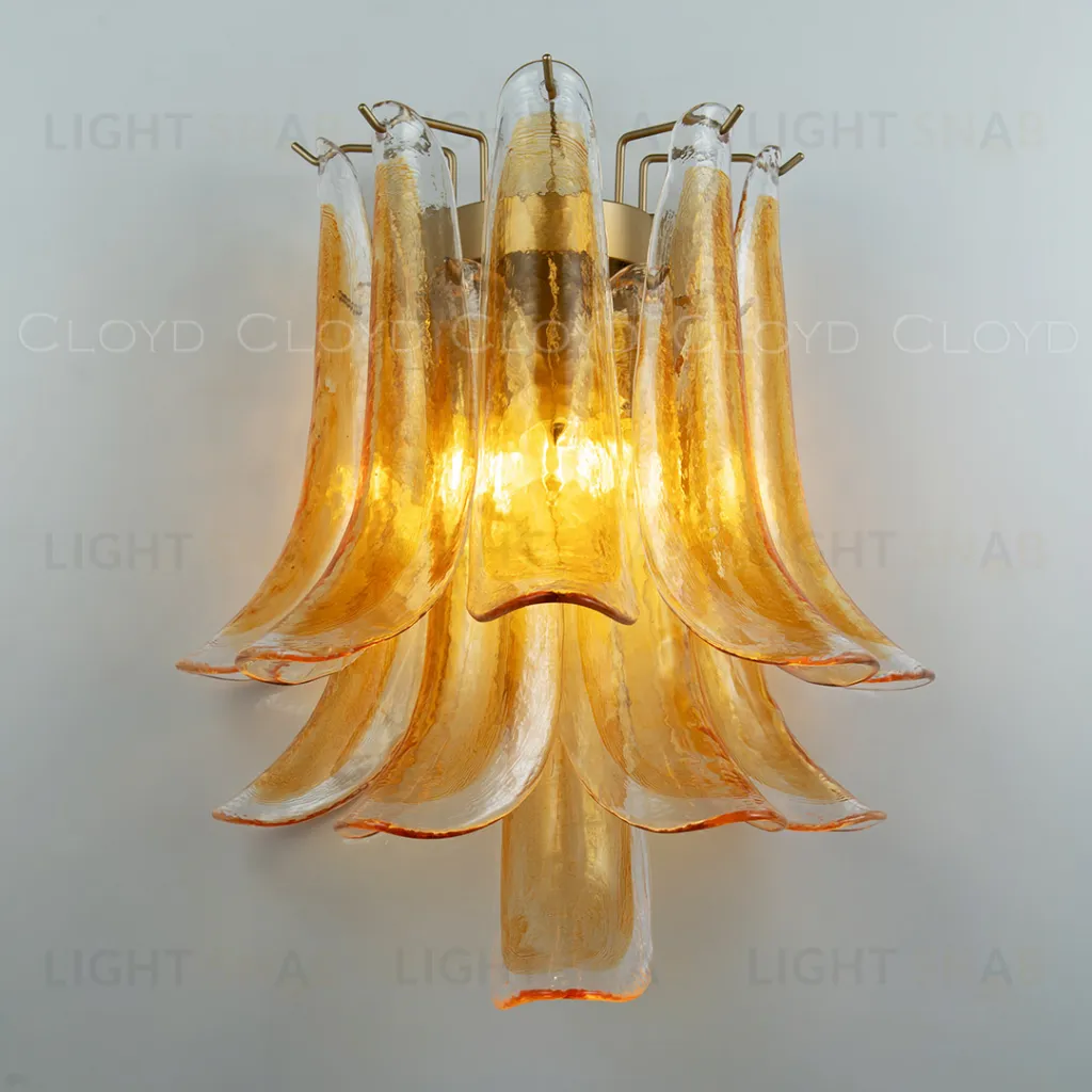  Бра Cloyd AZORES-C W2 / выс. 42 см - латунь светл. - янтарное стекло (арт.20472)  20472