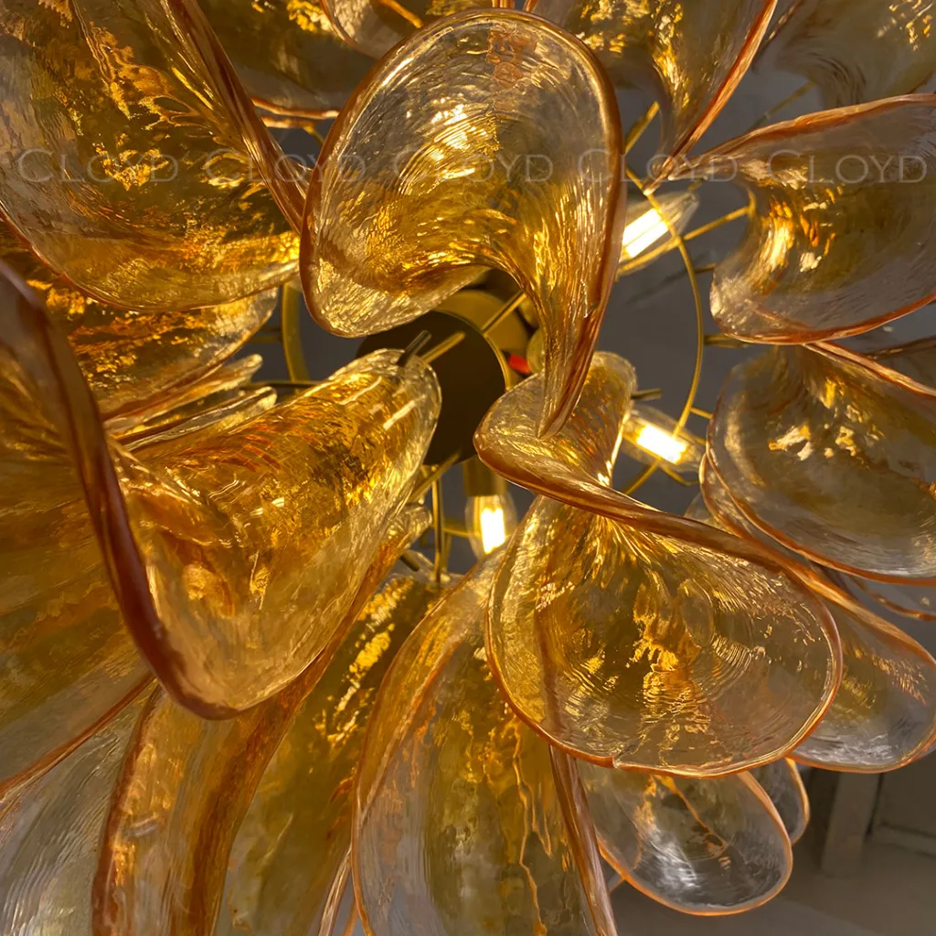  Люстра Cloyd AZORES-C C10 / Ø65 см - латунь светл. - янтарное стекло (арт.11653)  11653