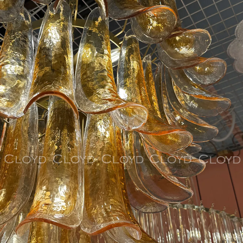  Люстра Cloyd AZORES-C C10 / Ø65 см - латунь светл. - янтарное стекло (арт.11653)  11653