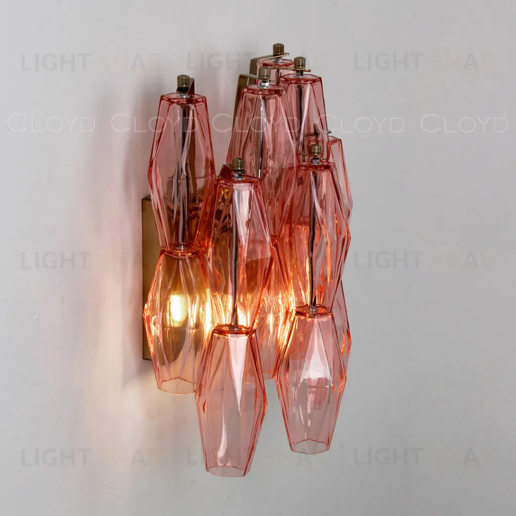  Бра Cloyd CALCUTTA W2 / выс. 37 см - латунь - розов.стекло (арт.20486)  20486