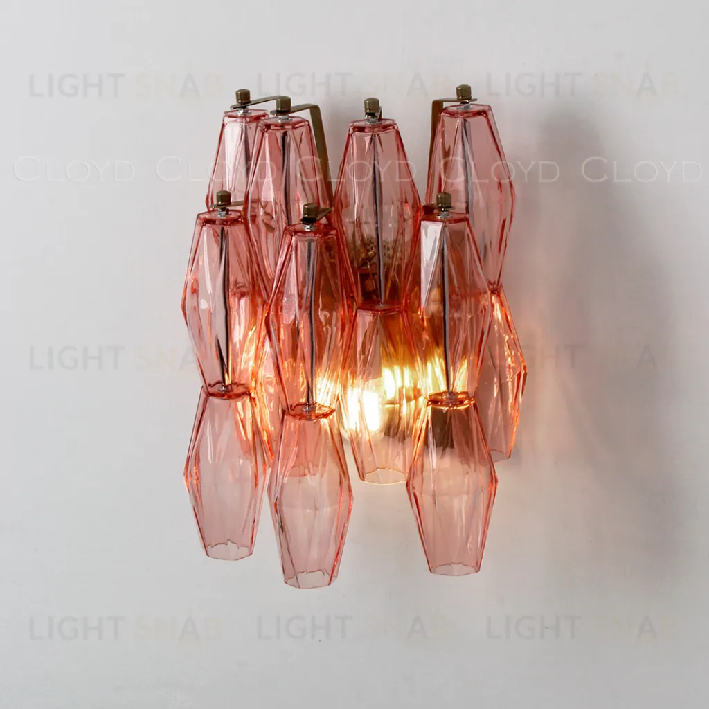  Бра Cloyd CALCUTTA W2 / выс. 37 см - латунь - розов.стекло (арт.20486)  20486