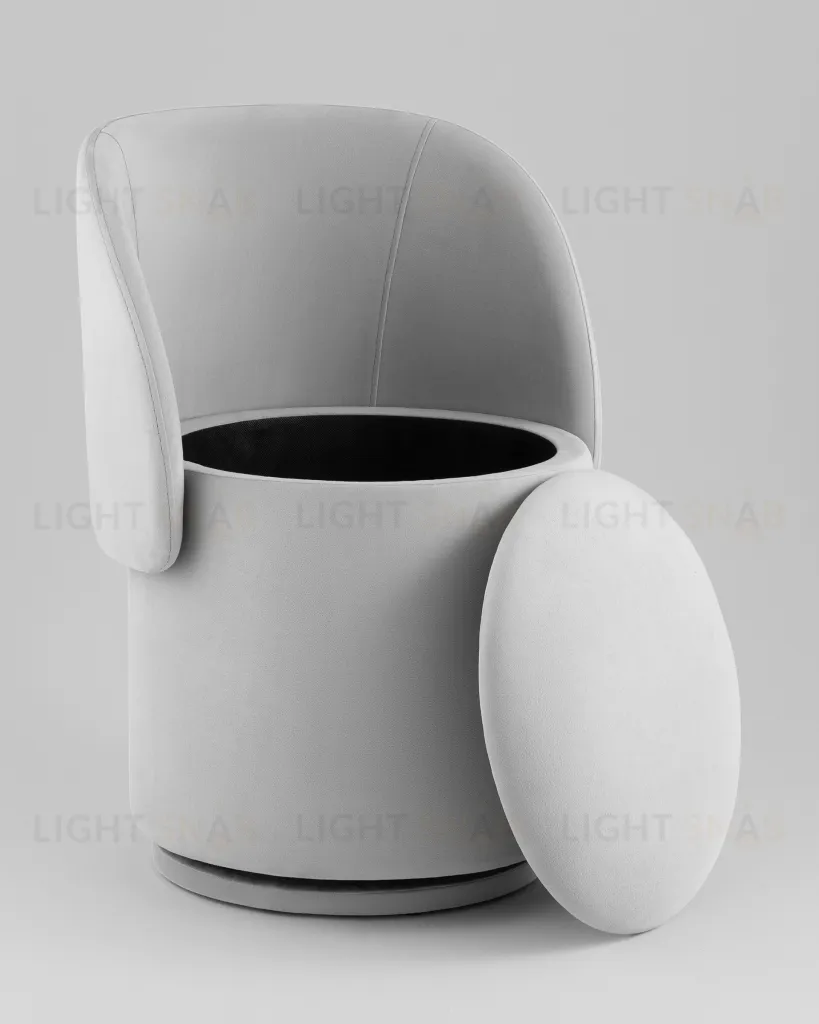 Пуф-трансформер Таунсвилл вращающийся с ящиком велюр светло-серый УТ000042266