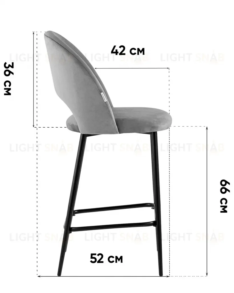 Стул полубарный Меган SN велюр серый УТ000042230