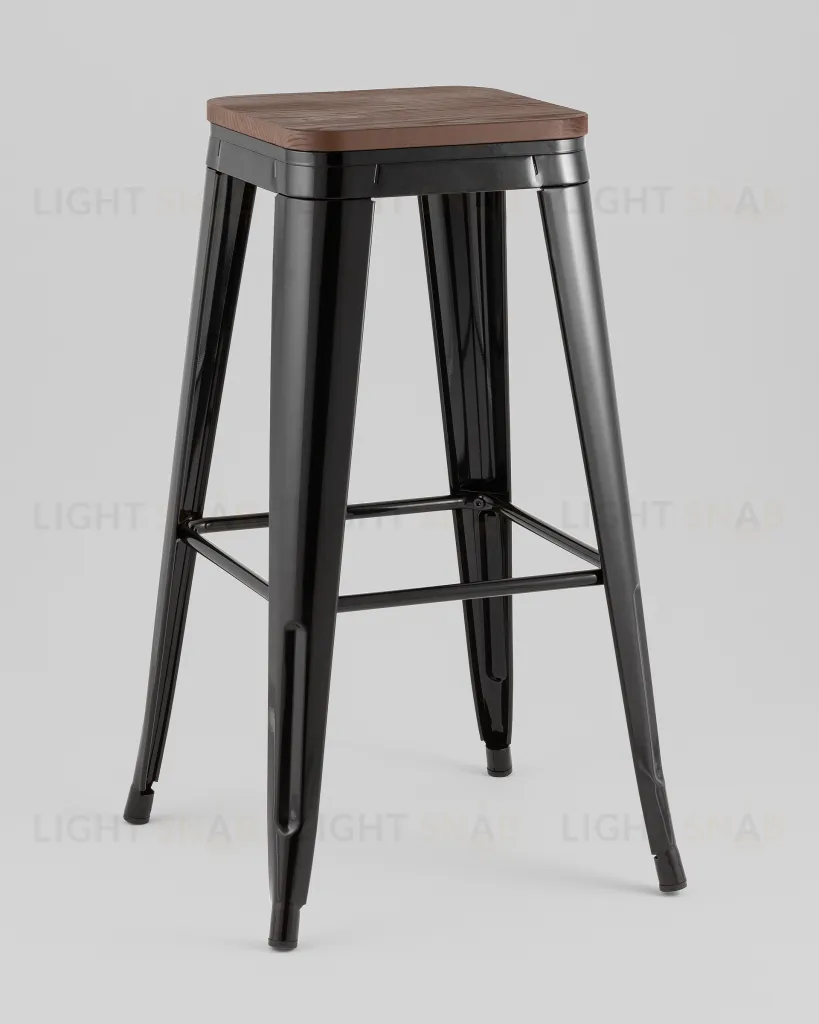 Стул барный TOLIX черный глянцевый + темное дерево KD УТ000042112