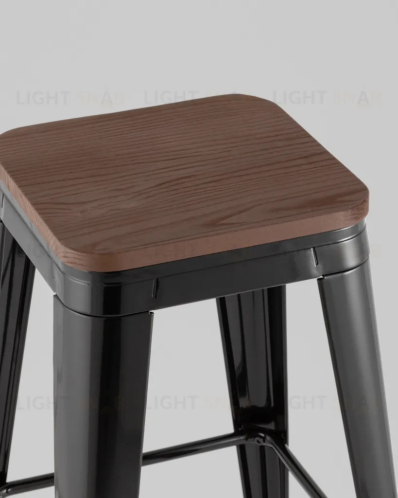 Стул барный TOLIX черный глянцевый + темное дерево KD УТ000042112