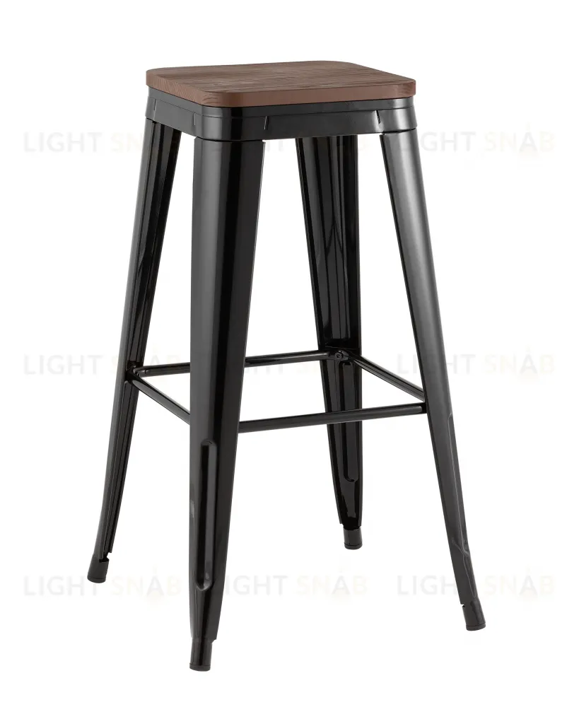 Стул барный TOLIX черный глянцевый + темное дерево KD УТ000042112