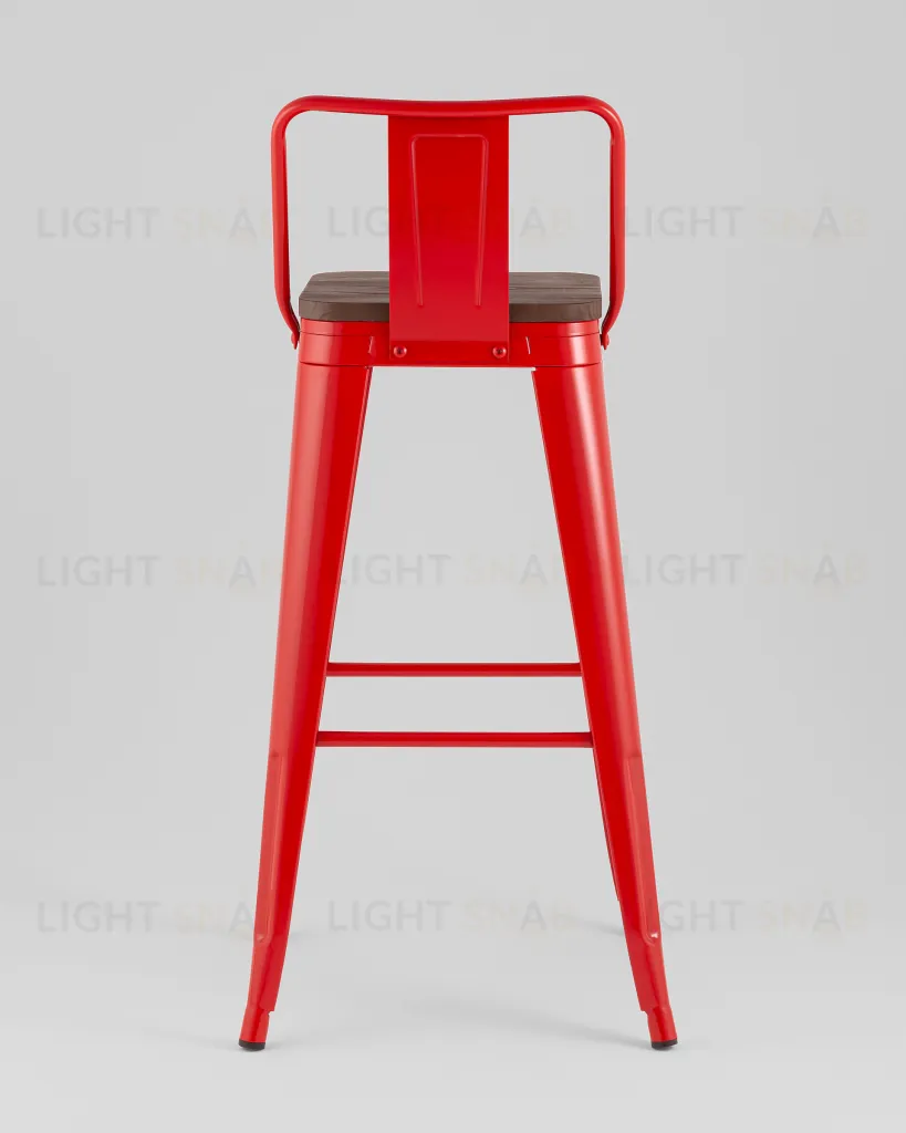 Стул барный TOLIX со спинкой красный глянцевый + темное дерево KD УТ000042113