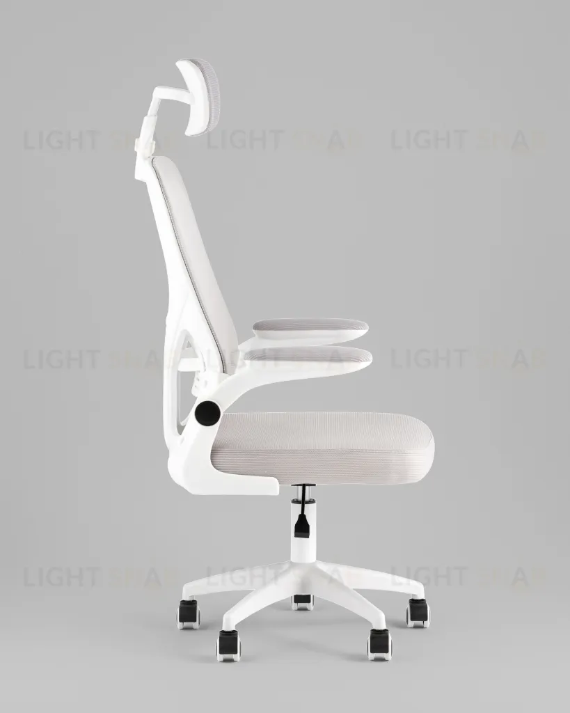 Кресло офисное TopChairs Core серый с подголовником пластик белый УТ000041968