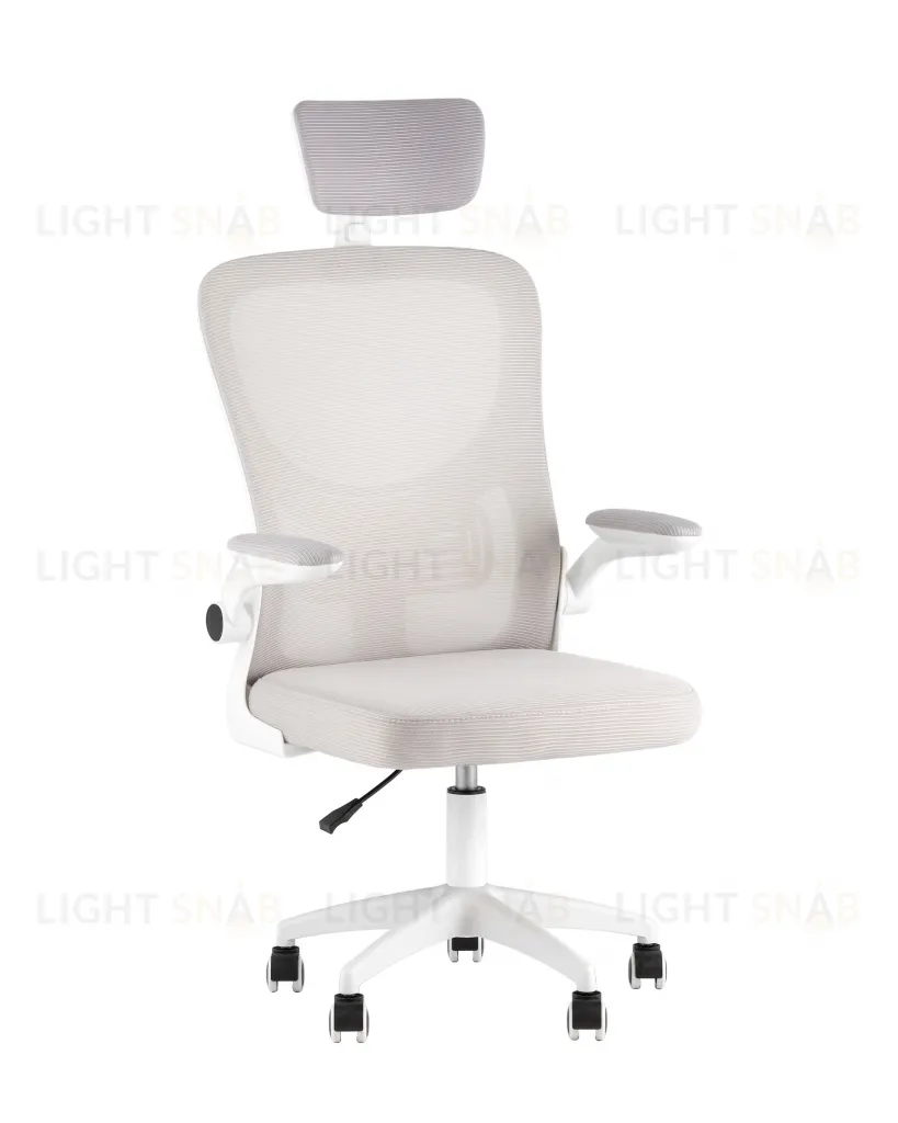 Кресло офисное TopChairs Core серый с подголовником пластик белый УТ000041968