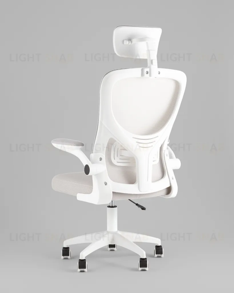 Кресло офисное TopChairs Core серый с подголовником пластик белый УТ000041968