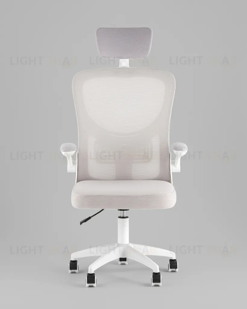 Кресло офисное TopChairs Core серый с подголовником пластик белый УТ000041968