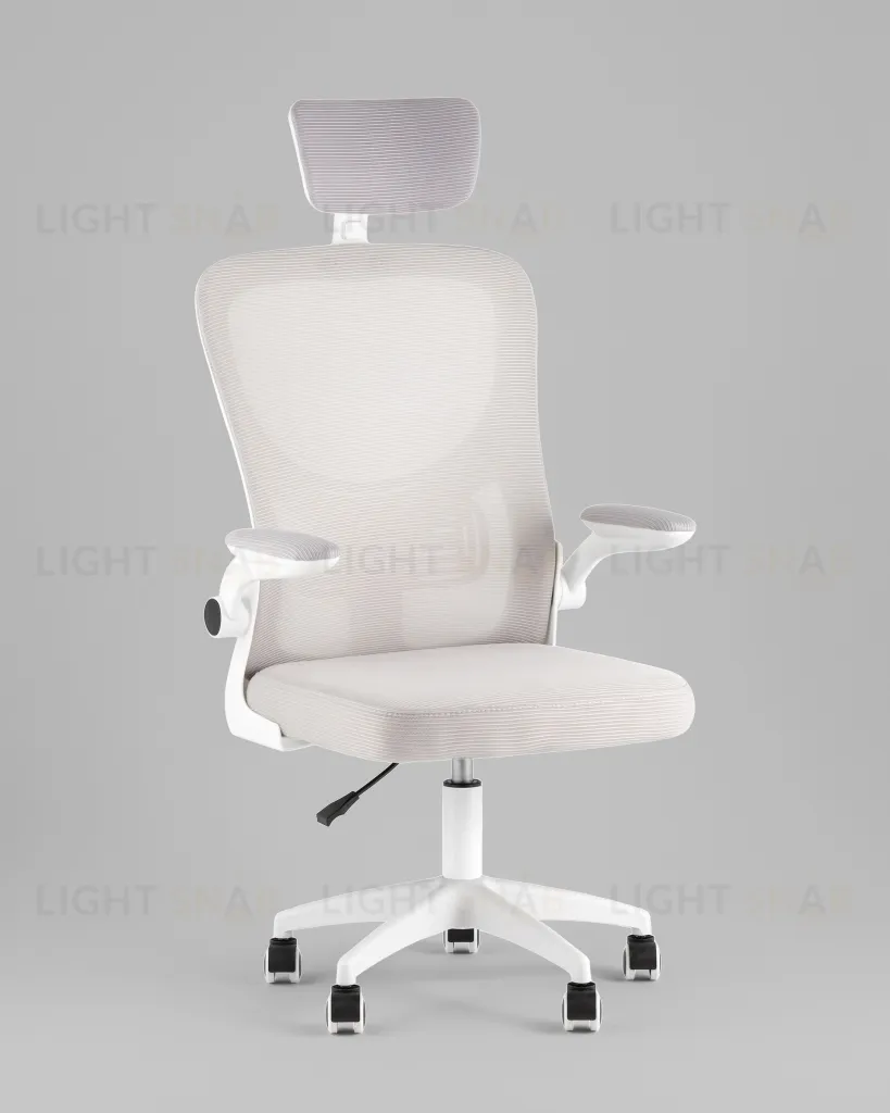 Кресло офисное TopChairs Core серый с подголовником пластик белый УТ000041968