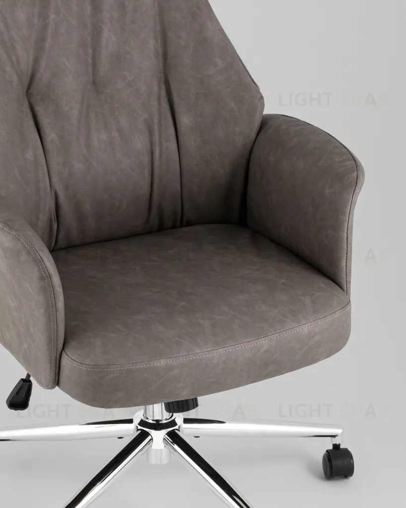 Кресло офисное TopChairs Neoma серый экокожа УТ000041775