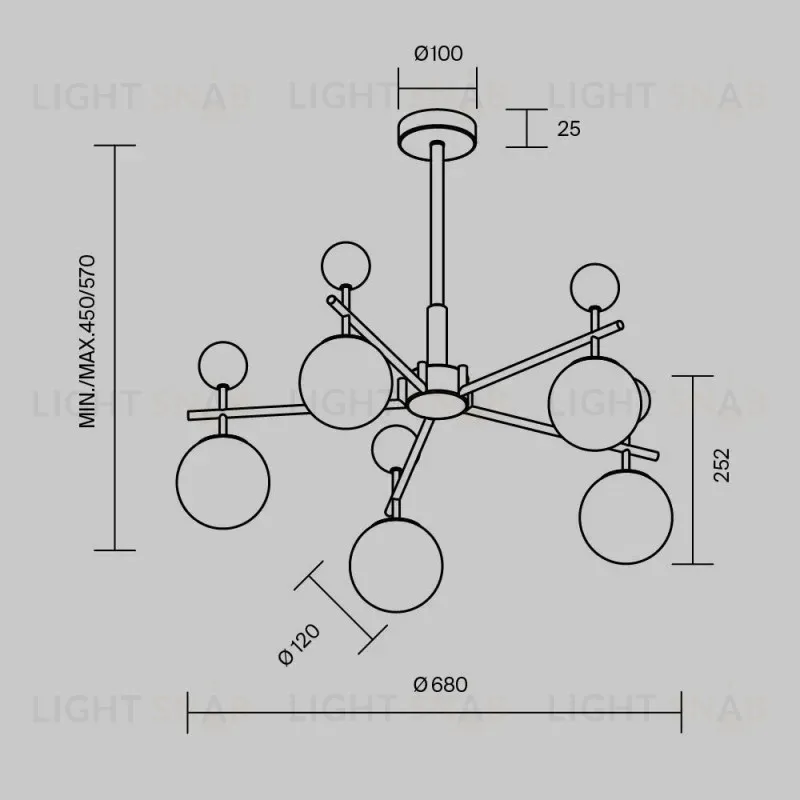 Люстра на штанге Maytoni MOD436PL-05BS 
