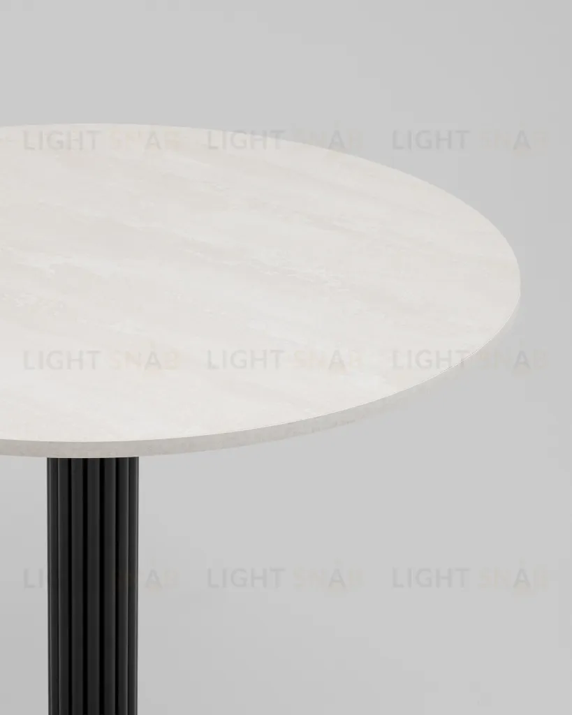 Стол круглый Фризбин D90, столешница МДФ ледяной камень, основание металл черный УТ000041628