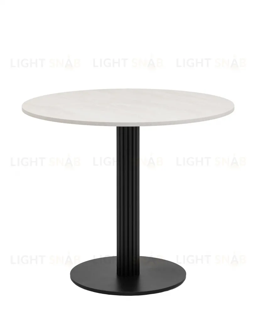 Стол круглый Фризбин D90, столешница МДФ ледяной камень, основание металл черный УТ000041628