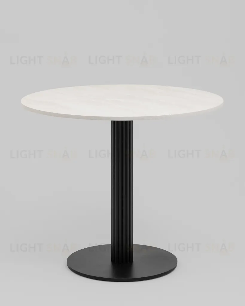 Стол круглый Фризбин D90, столешница МДФ ледяной камень, основание металл черный УТ000041628