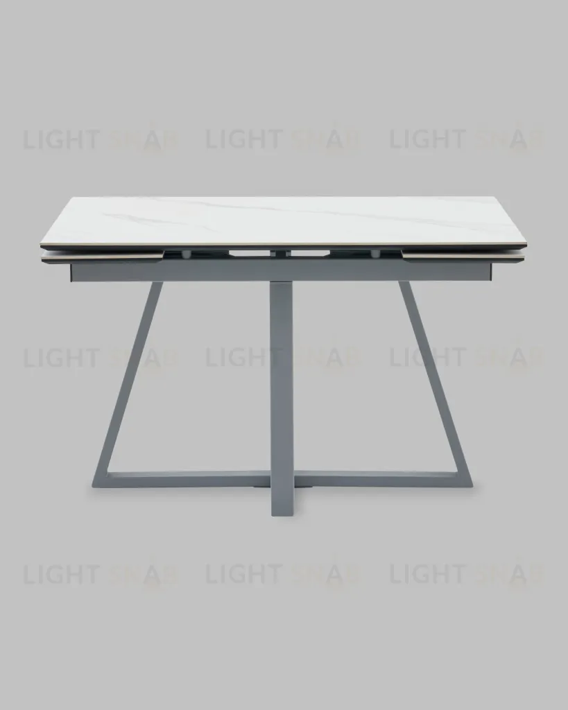 Стол Керас 120-180/80/75 столешница МДФ16/керамика Snow white подстолье металл серый УТ000041935