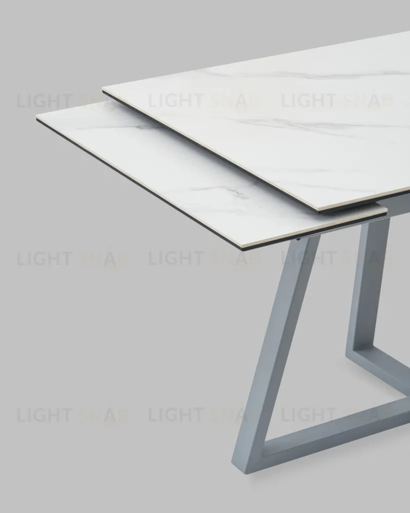 Стол Керас 120-180/80/75 столешница МДФ16/керамика Snow white подстолье металл серый УТ000041935