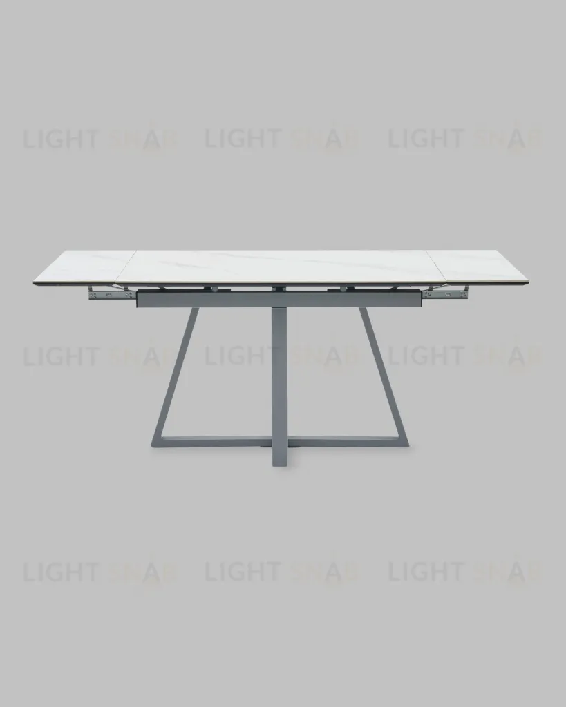 Стол Керас 120-180/80/75 столешница МДФ16/керамика Snow white подстолье металл серый УТ000041935