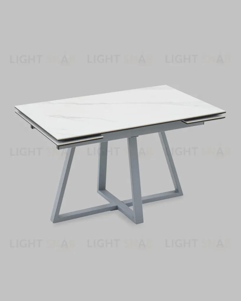 Стол Керас 120-180/80/75 столешница МДФ16/керамика Snow white подстолье металл серый УТ000041935