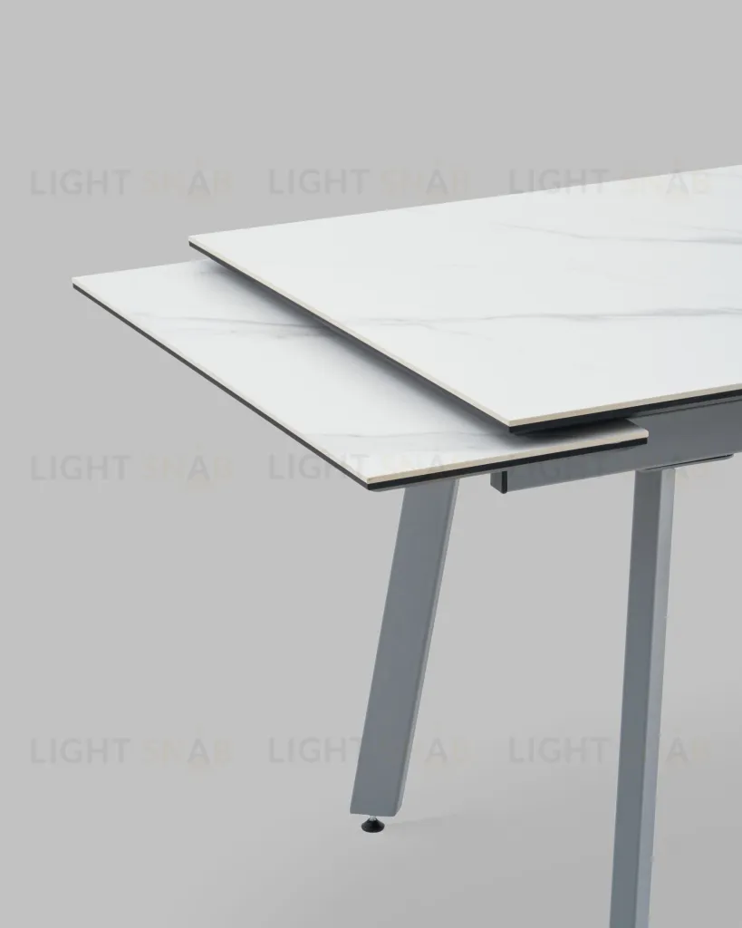 Стол Тайл 140-200/85/75 столешница Snow white подстолье металл серый УТ000041936