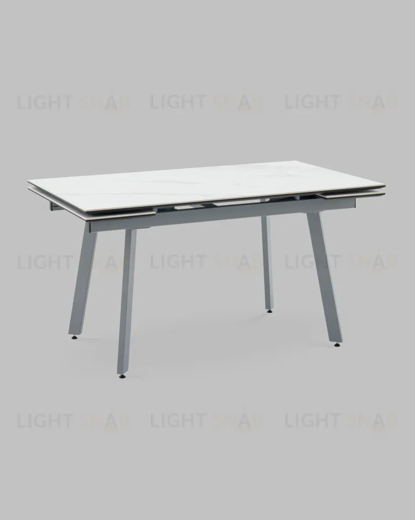 Стол Тайл 140-200/85/75 столешница Snow white подстолье металл серый УТ000041936