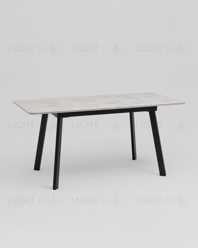 Стол Batu new 120-160/80/76 столешница ЛМДФ ароза светлая подстолье металл черный УТ000041938