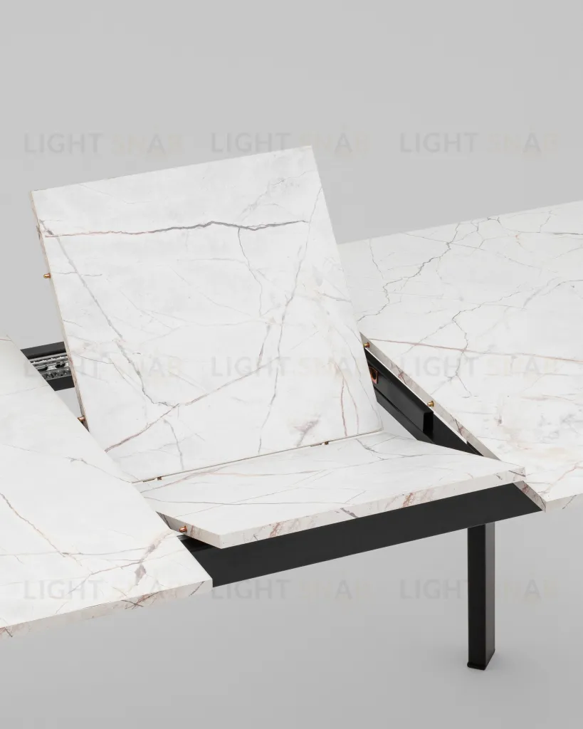 Стол Batu new 120-160/80/76 столешница ЛМДФ азул оникс подстолье металл черный УТ000041937