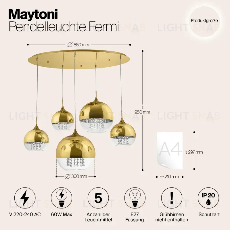 Каскадная люстра Maytoni P140-PL-170-5-G P140-PL-170-5-G