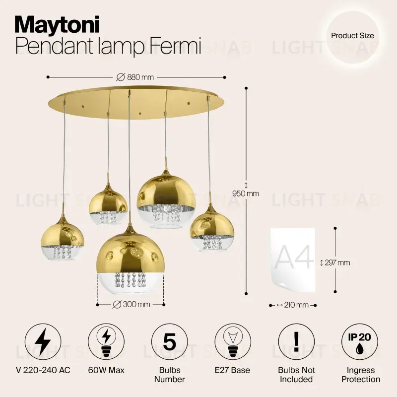 Каскадная люстра Maytoni P140-PL-170-5-G P140-PL-170-5-G