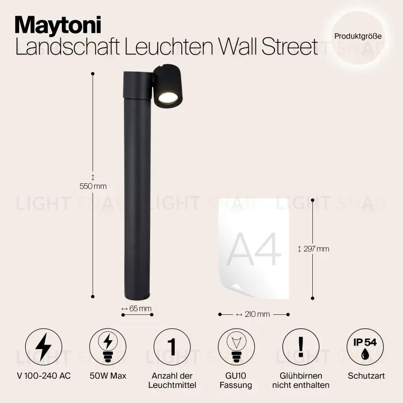 Садово-парковый светильник Maytoni O010FL-01B O010FL-01B