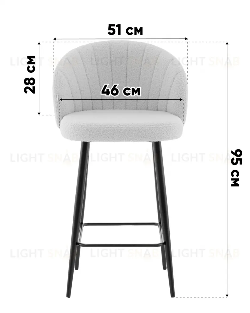 Стул полубарный Ханнингем велюр жемчужный УТ000041703