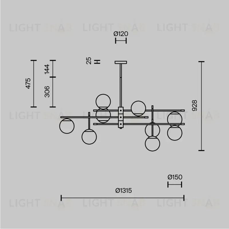 Люстра на штанге Maytoni MOD048PL-09G MOD048PL-09G