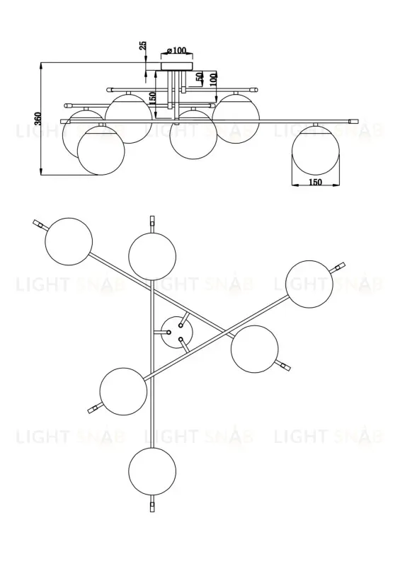 Люстра на штанге Maytoni MOD048CL-06G MOD048CL-06G